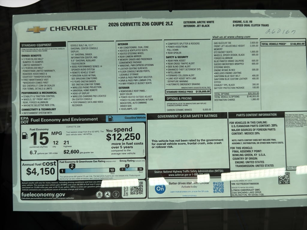 2026 Chevrolet Corvette Z06 2LZ